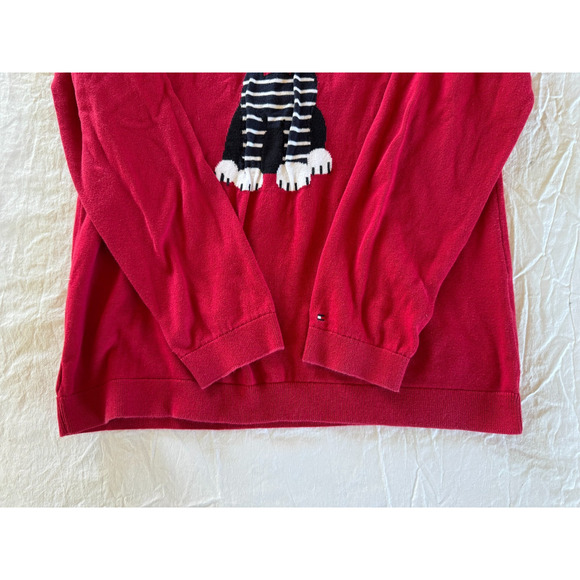 Vtg Tommy Hilfiger Graphic Polar Bear Red Pullover Sweater Top Sz L Large - Picture 8 of 10
